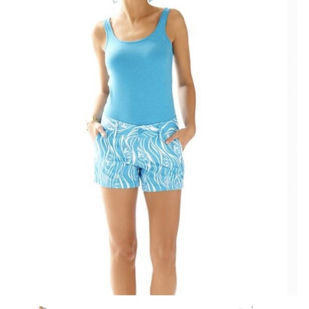 Lilly Pulitzer Joe Fresh Blue White The Callahan Shorts Chino Low Rise Womens 00